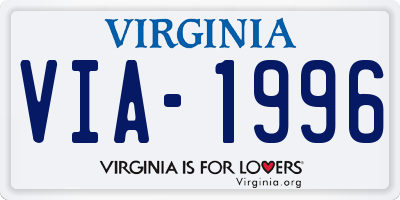 VA license plate VIA1996