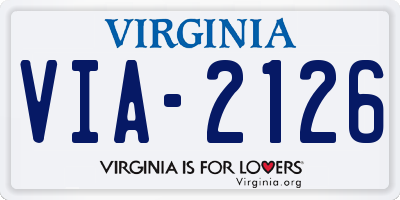VA license plate VIA2126