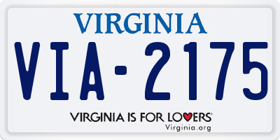 VA license plate VIA2175