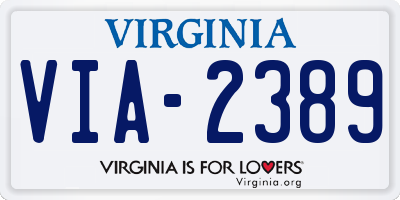 VA license plate VIA2389