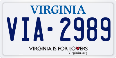 VA license plate VIA2989