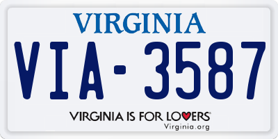 VA license plate VIA3587