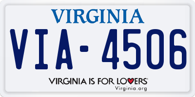 VA license plate VIA4506