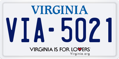 VA license plate VIA5021