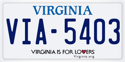 VA license plate VIA5403
