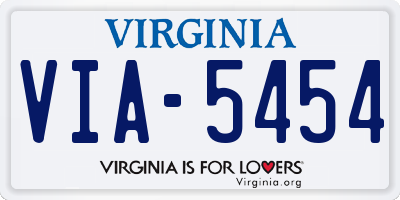 VA license plate VIA5454