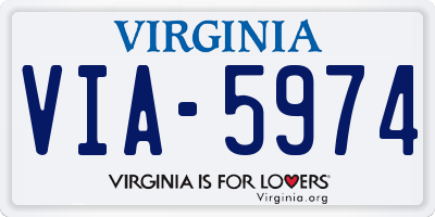 VA license plate VIA5974