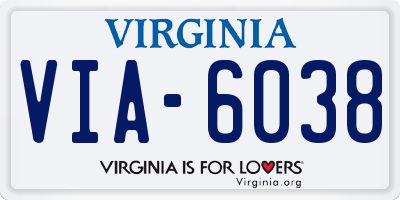 VA license plate VIA6038