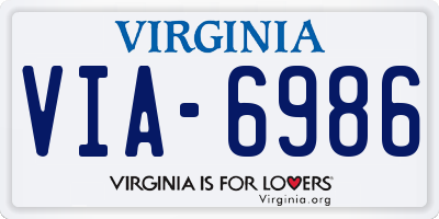 VA license plate VIA6986