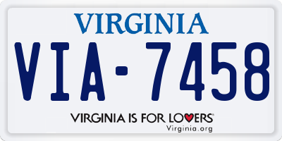 VA license plate VIA7458