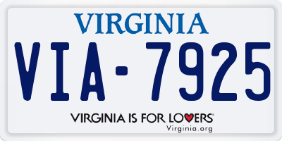 VA license plate VIA7925