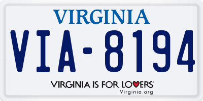 VA license plate VIA8194