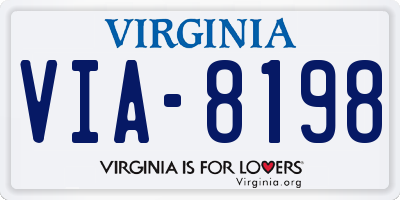 VA license plate VIA8198