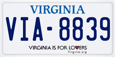 VA license plate VIA8839