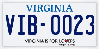 VA license plate VIB0023