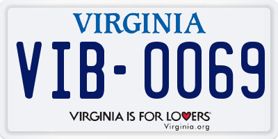 VA license plate VIB0069