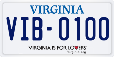 VA license plate VIB0100