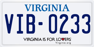 VA license plate VIB0233