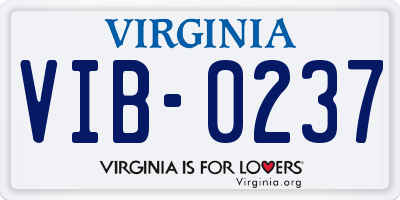 VA license plate VIB0237