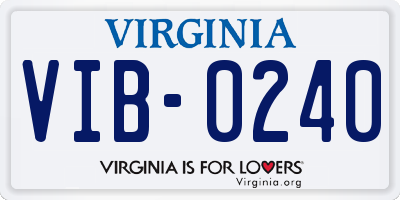VA license plate VIB0240