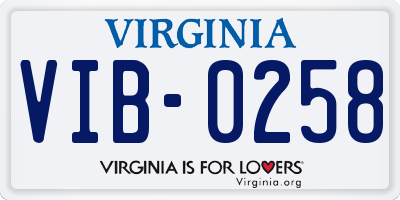 VA license plate VIB0258