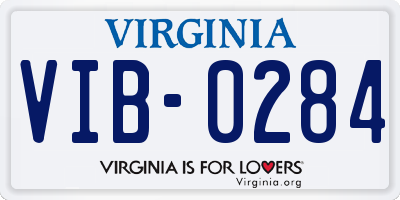 VA license plate VIB0284