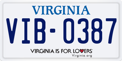 VA license plate VIB0387