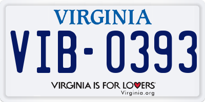 VA license plate VIB0393