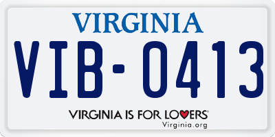 VA license plate VIB0413