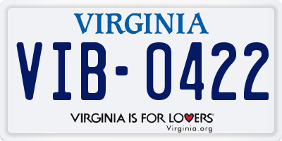 VA license plate VIB0422