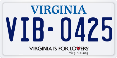 VA license plate VIB0425
