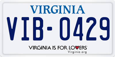 VA license plate VIB0429