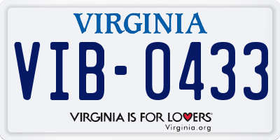 VA license plate VIB0433