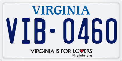 VA license plate VIB0460