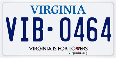 VA license plate VIB0464