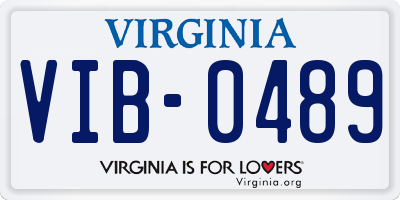 VA license plate VIB0489
