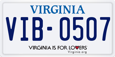 VA license plate VIB0507