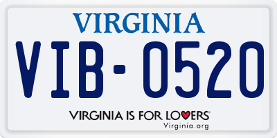 VA license plate VIB0520