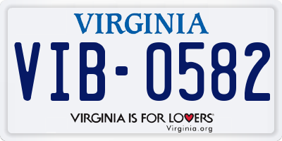 VA license plate VIB0582