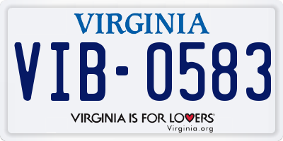 VA license plate VIB0583