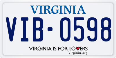 VA license plate VIB0598