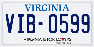VA license plate VIB0599