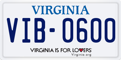 VA license plate VIB0600