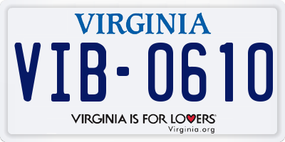 VA license plate VIB0610