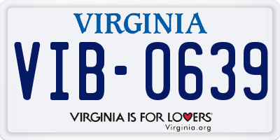 VA license plate VIB0639