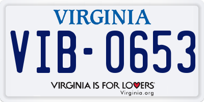 VA license plate VIB0653