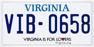 VA license plate VIB0658