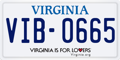 VA license plate VIB0665