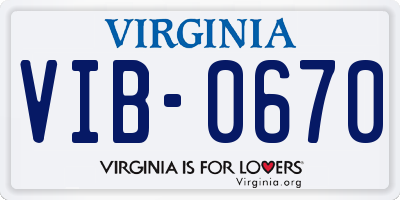 VA license plate VIB0670
