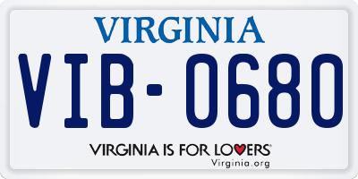 VA license plate VIB0680